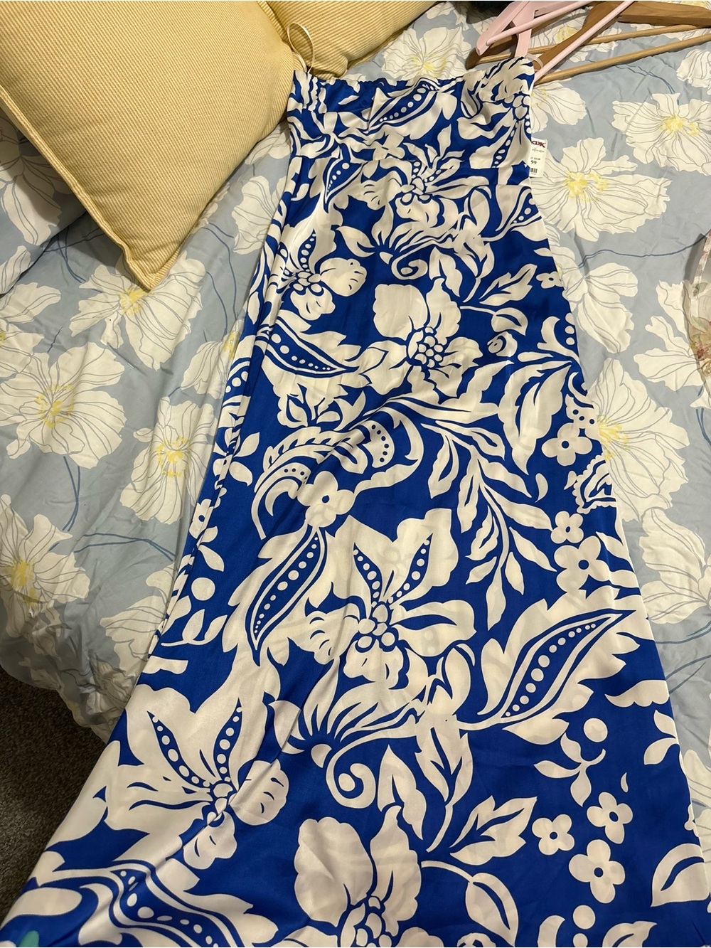 Blue and White Floral Maxi Dress - Women's Beach-Ready Style